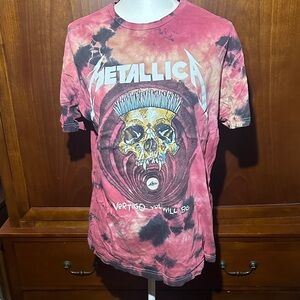 Tie-Dye Graphic T-Shirt - Red and Black Metallica band shirt